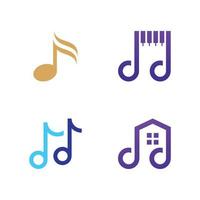 Éléments de modèle de conception d'icône de logo de vecteur de musique