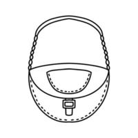 femme sac main dans la main style doodle dessiné. illustration de mode vecteur sac à main élégant féminin noir sur fond blanc.