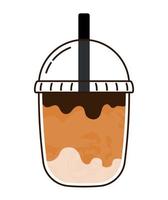 mignonne glacé café cappuccino icône dans tasse clipart vecteur illustration