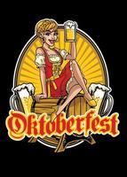 content fille de oktoberfest en présentant le Bière vecteur