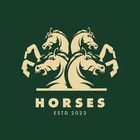 les chevaux logo conception illustration vecteur. quatre en colère les chevaux vecteur