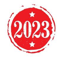rouge timbre et texte 2023. vecteur illustration.