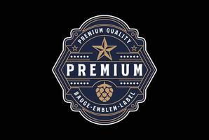 ancien rétro Texas étoile avec le houblon pour artisanat Bière brassage Brasserie badge emblème étiquette logo conception vecteur