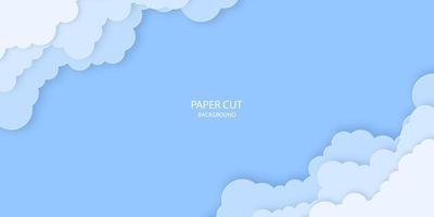 duveteux papier Couper en dehors des nuages sur bleu ciel Contexte. vecteur