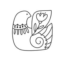 scandi ligne logo oiseau moderne abstrait griffonnage boho illustration. scandinave ethno nordique style artisan carte postale. bien pour salutation carte, anniversaire, affiche ou les enfants livre vecteur