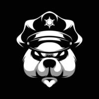ours police noir et blanc mascotte conception vecteur