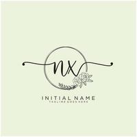 initiale nx féminin logo collections modèle. écriture logo de initiale signature, mariage, mode, bijoux, boutique, floral et botanique avec Créatif modèle pour tout entreprise ou entreprise. vecteur