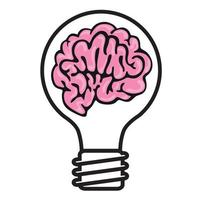 un cerveau dans une ampoule symbolise une idée vecteur