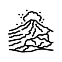 volcan Roche Landskape ligne icône vecteur illustration