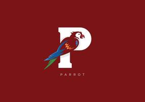 perroquet p monogramme, vecteur logo