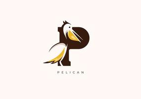 pélican p monogramme, vecteur logo