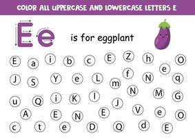 feuille de calcul alphabet. trouver toutes les lettres ee. lettres de points. vecteur