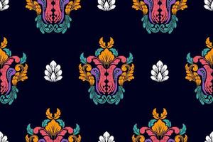 géométrique abstrait ikat ethnique modèle conception. aztèque en tissu tapis mandala ornement chevron textile décoration fond d'écran. tribal dinde africain Indien traditionnel broderie vecteur Contexte