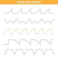 différents types de lignes pointillées pour la pratique de l'écriture. tracez des lignes. vecteur