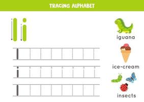 pratique de l'écriture manuscrite avec lettre de l'alphabet. traçage i. vecteur