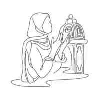 célébrer Ramadan avec notre collection de moderne islamique ligne art illustrations. Caractéristiques une étourdissant rétro boho conception avec humain, lune, dôme et lanterne. utilisation le modèle pour fond d'écran ou impression vecteur