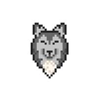 Loup tête dans pixel art style vecteur