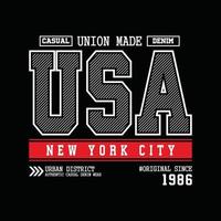 conception de t-shirt typographie denim usa new york city vecteur