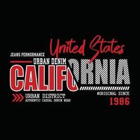 conception de t-shirt typographie denim usa california vecteur