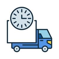 l'horloge et un camion vecteur livraison temps concept coloré icône