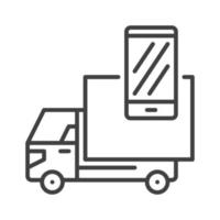 téléphone intelligent et livraison un camion vecteur appel concept ligne icône