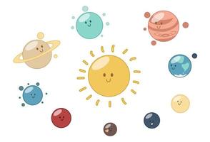solaire système. huit planètes, Pluton et le Soleil. vecteur illustration