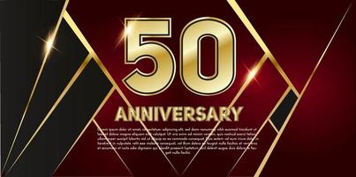 Célébration d'anniversaire de 50 ans. nombre d'or 50 avec des confettis étincelants vecteur
