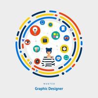 compétences en conception graphique recherchées vecteur