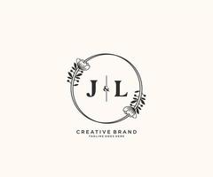 initiale jl des lettres main tiré féminin et floral botanique logo adapté pour spa salon peau cheveux beauté boutique et cosmétique entreprise. vecteur