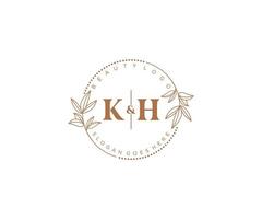 initiale kh des lettres magnifique floral féminin modifiable premade monoline logo adapté pour spa salon peau cheveux beauté boutique et cosmétique entreprise. vecteur