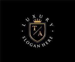 modèle de logo de luxe royal de lettre ta initiale dans l'art vectoriel pour le restaurant, la royauté, la boutique, le café, l'hôtel, l'héraldique, les bijoux, la mode et d'autres illustrations vectorielles.