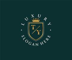 modèle initial de logo de luxe royal de lettre yt dans l'art vectoriel pour le restaurant, la royauté, la boutique, le café, l'hôtel, l'héraldique, les bijoux, la mode et d'autres illustrations vectorielles.