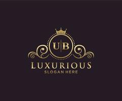 modèle de logo de luxe royal de lettre initiale ub dans l'art vectoriel pour le restaurant, la royauté, la boutique, le café, l'hôtel, l'héraldique, les bijoux, la mode et d'autres illustrations vectorielles.