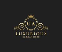 modèle initial de logo de luxe royal de lettre ua dans l'art vectoriel pour le restaurant, la royauté, la boutique, le café, l'hôtel, l'héraldique, les bijoux, la mode et d'autres illustrations vectorielles.