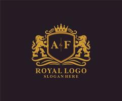 modèle de logo initial af lettre lion royal luxe en art vectoriel pour restaurant, royauté, boutique, café, hôtel, héraldique, bijoux, mode et autres illustrations vectorielles.