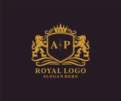 modèle de logo de luxe royal de lion de lettre ap initiale dans l'art vectoriel pour le restaurant, la royauté, la boutique, le café, l'hôtel, l'héraldique, les bijoux, la mode et d'autres illustrations vectorielles.