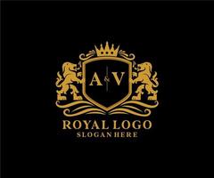 modèle de logo de luxe initial de lettre av lion royal dans l'art vectoriel pour le restaurant, la royauté, la boutique, le café, l'hôtel, l'héraldique, les bijoux, la mode et d'autres illustrations vectorielles.