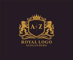modèle de logo initial az lettre lion royal luxe dans l'art vectoriel pour le restaurant, la royauté, la boutique, le café, l'hôtel, l'héraldique, les bijoux, la mode et d'autres illustrations vectorielles.