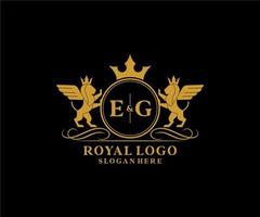 initiale par exemple lettre Lion Royal luxe héraldique, crête logo modèle dans vecteur art pour restaurant, royalties, boutique, café, hôtel, héraldique, bijoux, mode et autre vecteur illustration.