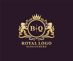 modèle initial de logo de luxe bq lettre lion royal en art vectoriel pour restaurant, royauté, boutique, café, hôtel, héraldique, bijoux, mode et autres illustrations vectorielles.