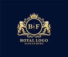 modèle initial de logo de luxe bf lettre lion royal en art vectoriel pour restaurant, royauté, boutique, café, hôtel, héraldique, bijoux, mode et autres illustrations vectorielles.