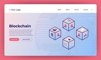 site Web de maquette pour la blockchain et la crypto-monnaie. illustration vectorielle vecteur
