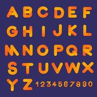 Police de l'alphabet à bulles 3D dans des couleurs dégradées vecteur