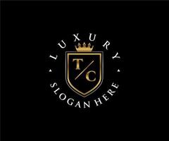 modèle initial de logo de luxe royal de lettre tc dans l'art vectoriel pour le restaurant, la royauté, la boutique, le café, l'hôtel, l'héraldique, les bijoux, la mode et d'autres illustrations vectorielles.