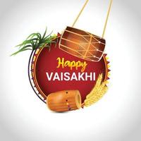 bonne carte de voeux de célébration vaisakhi avec illustration vectorielle vecteur