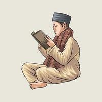 en train de lire le qur'an dans Ramadan vecteur