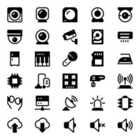 glyphe Icônes pour gadgets et dispositifs. vecteur