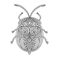 Livre de coloriage de tortue dorée coléoptère. illustration vectorielle linéaire tortuga beetle. livre de coloriage anti-stress pour adultes et enfants. un livre de coloriage dessiné à la main pour les griffonnages. vecteur