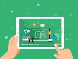 éducation en ligne à l'aide d'une tablette vecteur
