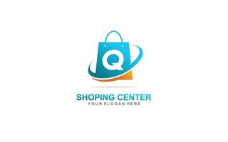 q achats sac logo conception inspiration. vecteur lettre modèle conception pour marque.